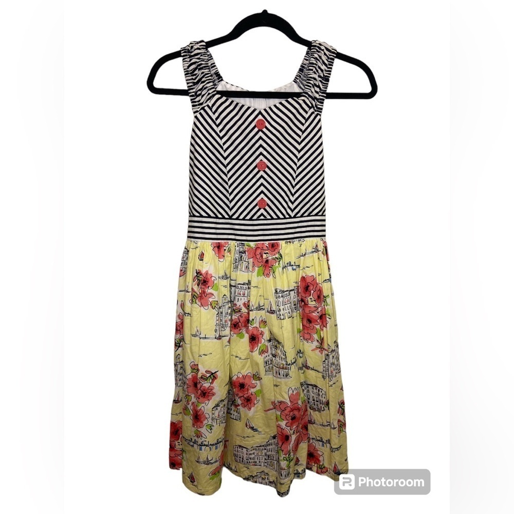 Bonnie Jean Striped Yellow Floral Casual Dress Size 16